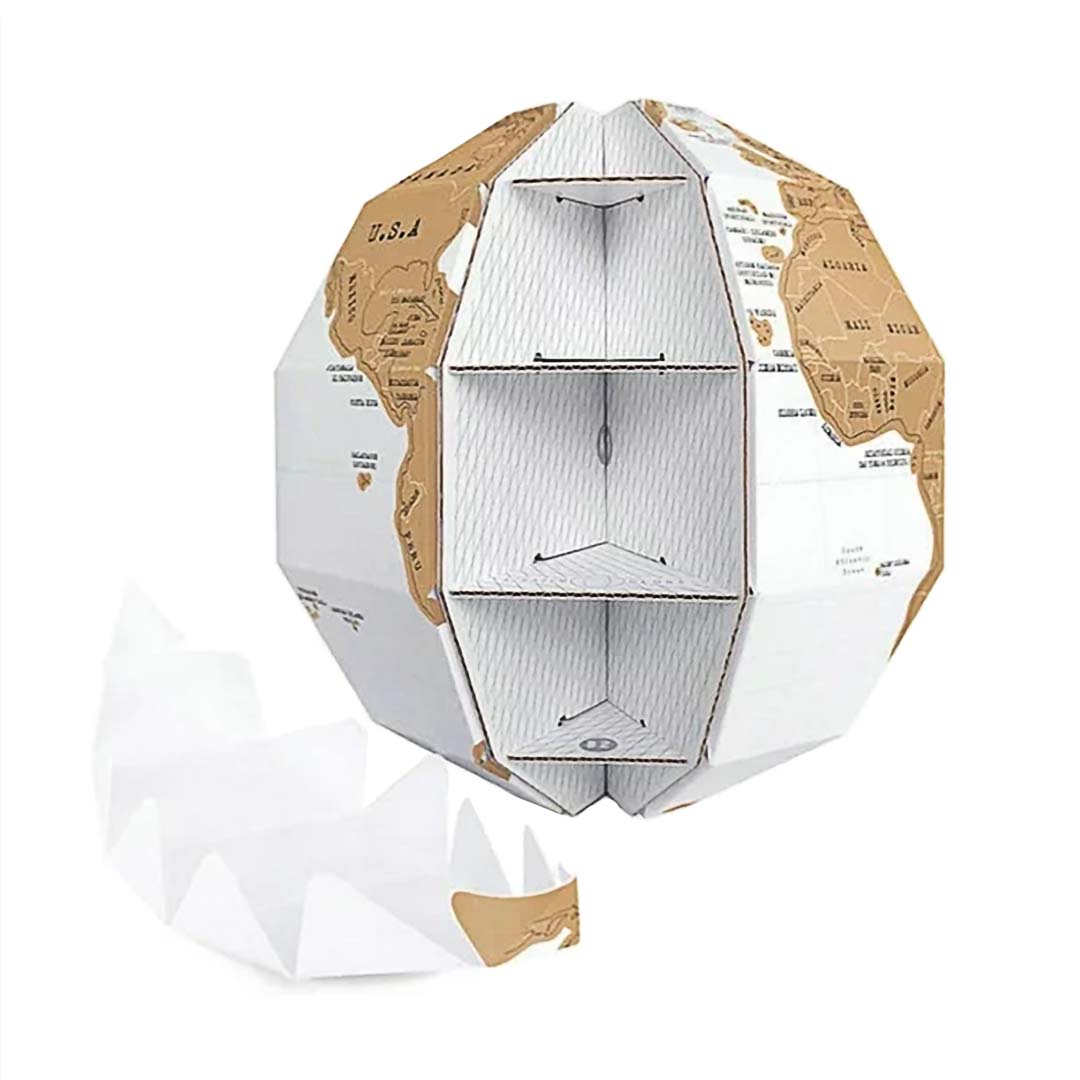 Interior del globo terráqueo armable y raspable