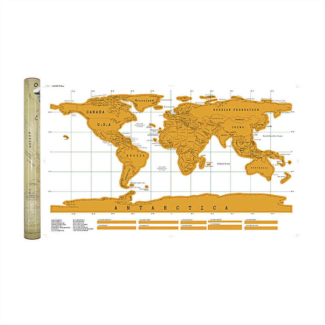 Mapamundi Raspable Blanco y Dorado