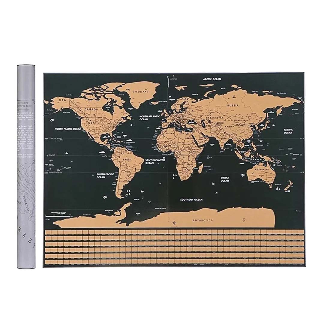 Mapamundi Raspable con Banderas